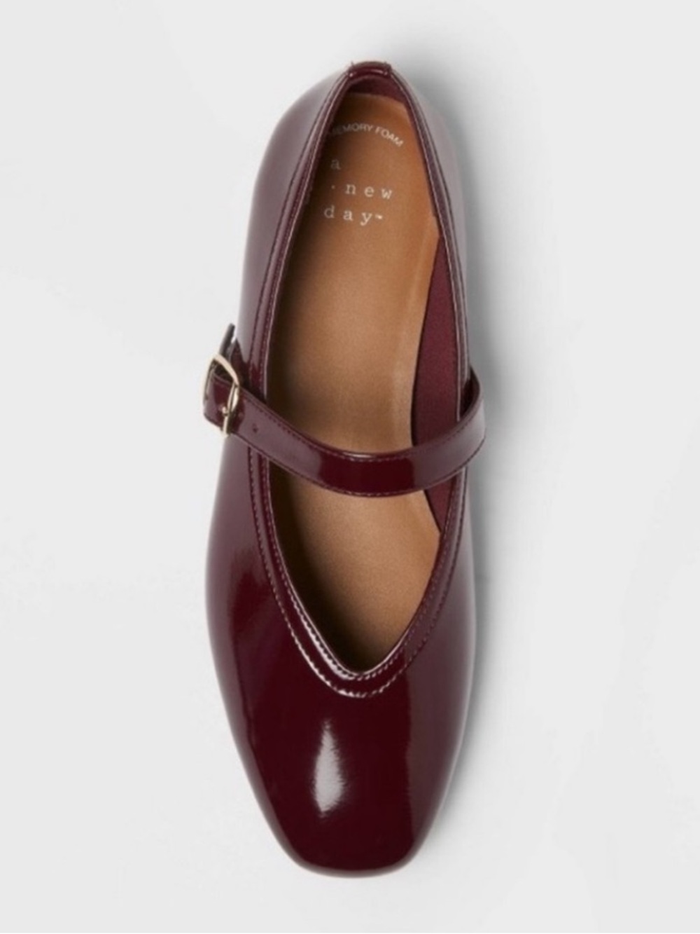 a new day | Women’s Wine Red/Burgandy Faux Patent Mary Jane Buckle Flats Size 11